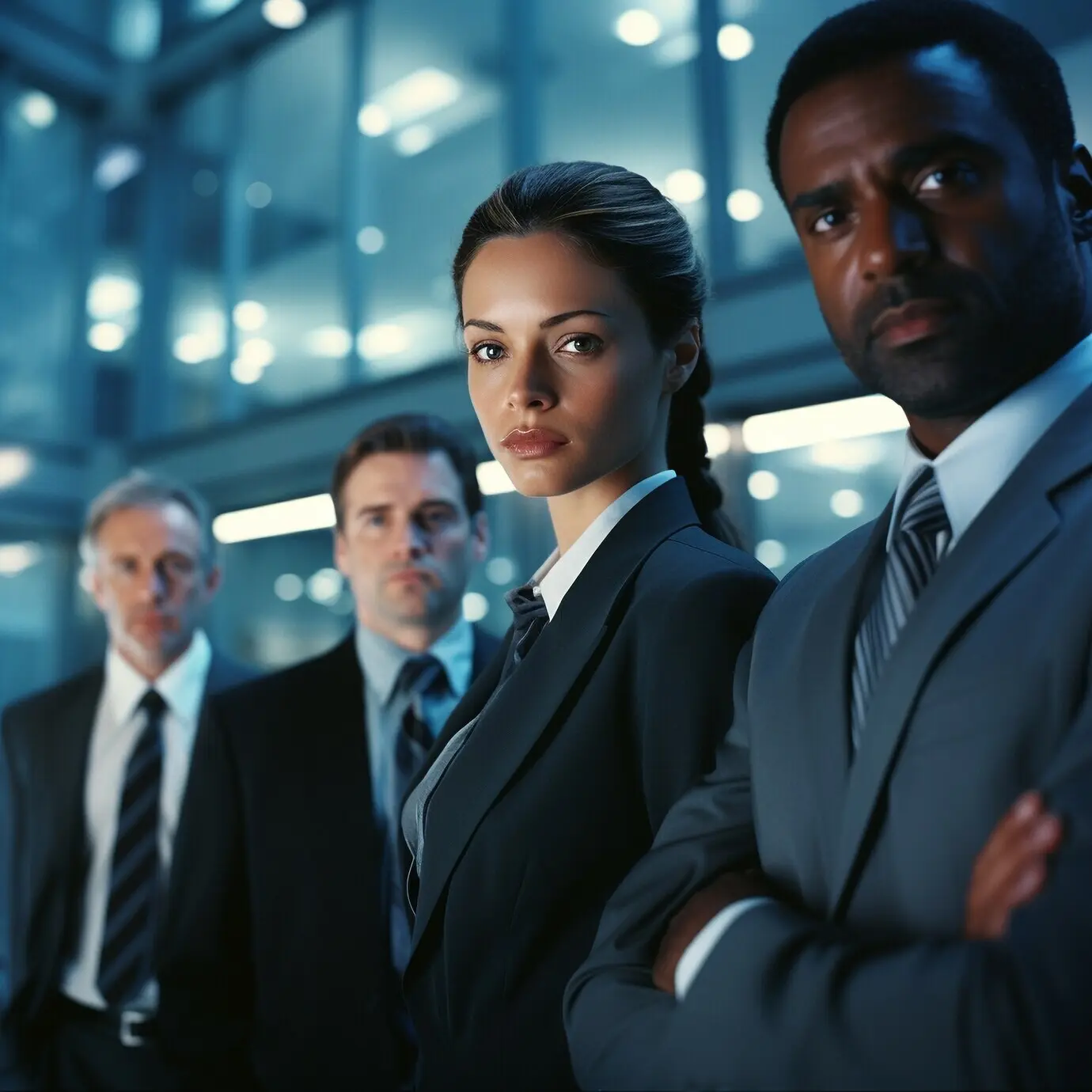 Вид на профессиональных деловых людей, работающих вместе